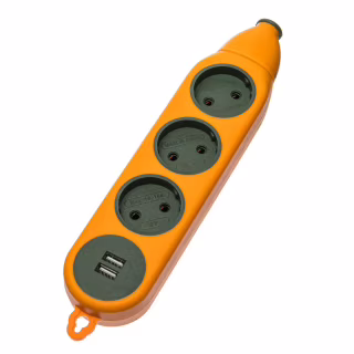 Колодка для удлинителя ADVANCED на 6 гнезд (3+3) + USB, 16A 220V