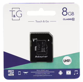 Карта пам'яті microSDHC T&G (UHS-1) 8GBSD клас 10 (з адаптером) (Гарантія 3 роки)
