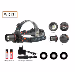 Налобний ліхтар WD131, Акк., T6 LED, Zoom