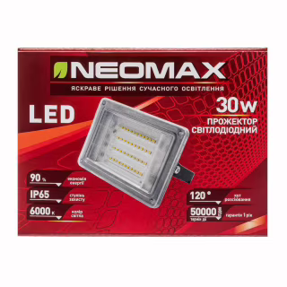 Светодиодный прожектор NeoMax 30W LED IP65 6000K (14×10 см)