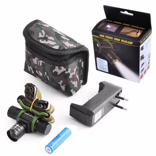 Налобный фонарь Police 6660-XPE, ЗУ 220V, 1x14500, zoom, чехол