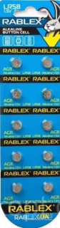 Батарейки-таблетки Rablex LR58/AG11/1.5V блістер 10шт.