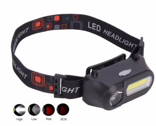 Налобный фонарь Bailong BL-1804R, LED+COB, красный, белый, аккумулятор 18650, micro USB, 8920