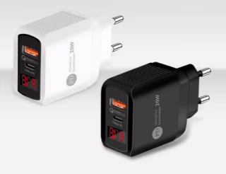 Сетевое зарядное устройство PKG034, PD, 25W, 2 × USB, QC3.0, LED
