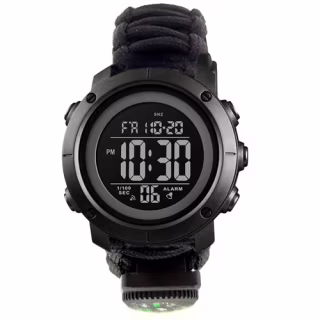 Годинники наручні SKMEI 1426BKBK, PARACORD, BLACK-BLACK, ABS RING, компас, термометр, 10462