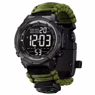 Годинники наручні SKMEI 1845AG, PARACORD, ARMY GREEN, компас, термометр, свисток, кресало, 10634