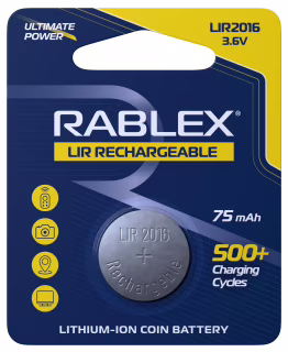 Акумулятор батарейка Rablex LIR2016 3.6V 75mAh