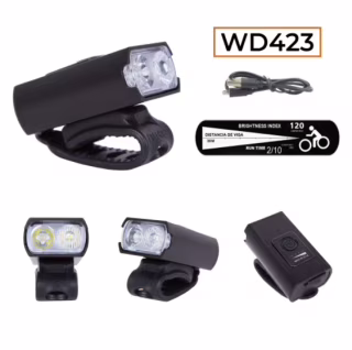 Велосипедна фара велофонарь акумуляторна, MicroUSB / 2LED / WD423