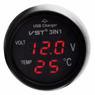 Автомобильный вольтметр VST-706-1 с термометром и USB
