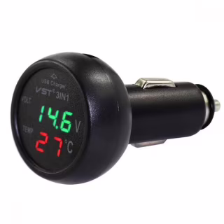 Автомобильный вольтметр VST-706-4 с термометром и USB