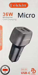 Автомобильное зарядное устройство Dekkin DK-55, USB + PD, кабель Micro-USB