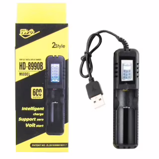 Зарядний пристрій для акумуляторів 1x18650 та ін./ від USB / HD-8990B (З ЕКРАНОМ)
