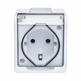 Розетка с заземлением и прозрачной защитной крышкой, 16A 220V
