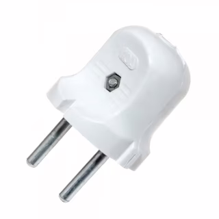Электровилка EMP прямая, белая, 10A 220V (упаковка 20 шт.)