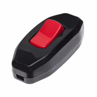 Выключатель для бра DE-PA 6A 250V, черный с красной кнопкой