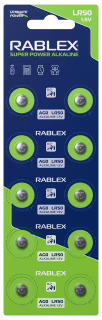 Батарейки-таблетки Rablex LR50, AG0, New Design