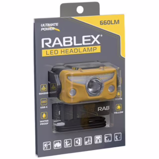 Налобний ліхтар Rablex RB967, жовтий + білий + червоний, 3хT6+4хCOB, Sensor, акум, Type-C