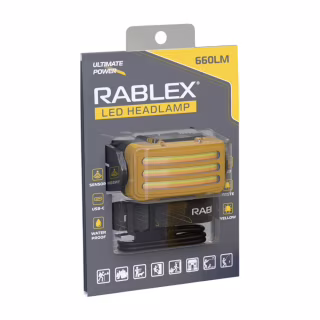 Налобний ліхтар Rablex RB978, жовтий + білий + червоний, 3хT6+4хCOB, Sensor, акум, Type-C