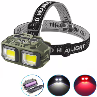 Налобний ліхтар HX-M816-2COB(White+Red) CAMOUFLAGE, Waterproof, 1x18650, ЗП Type-C