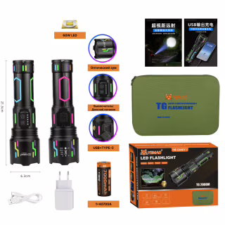 Ручний ліхтар YEMAO M-G640Y-1, 4000LM, 60 W LED, 1*32700 акум, TYPE-C