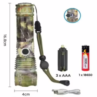 Ручний ліхтар Police RB265, P90 LED, zoom, microusb, камуфляж