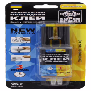 Епоксидний клей шприц SUPER EPOXI 2x12.5г. універсал / Interhim S&G