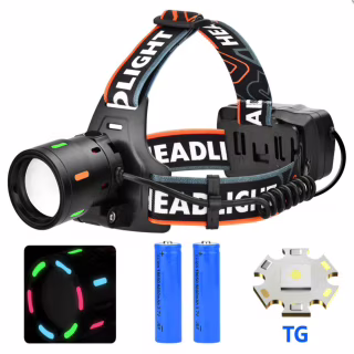 Налобний фонар Bailong BL-T207-TG, 2x18650, 1 режим, ЗУ Type-C, zoom
