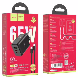 СЗУ Мережева Зарядна Пристрій Hoco N18, 65W, Type-C - Type-C