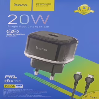СЗУ Мережева Зарядна Устрій Hoco N24, 20W, Type-C - Lightning