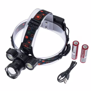 Налобный фонарь Bailong BL-001, T6+Cob, zoom, аккумулятор