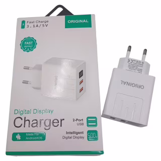 СЗУ Мережева Зарядна Пристрій USB x 2/ A-14 - 2USB / Цифровий Дисплей / CX-QC03 / ART-5740