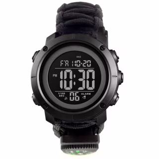 Годинники наручні SKMEI 1426BKBK, PARACORD, BLACK-BLACK, ABS RING, компас, термометр, 10462