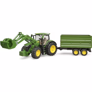 Масштабная модель автомобиля Bruder трактор John Deere 7R 350 с погрузчиком и прицепом (03155)