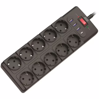 Мережевий фільтр живлення 2E 2E-SP10M3USBBK 3m (2E-SP10M3USBBK)