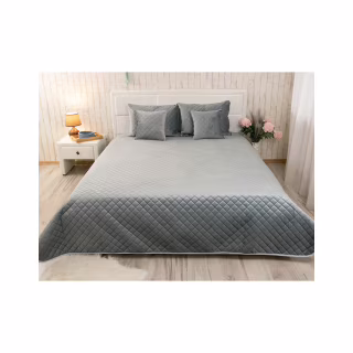 Покривало Руно двостороннє декоративне Velour Dark Grey ромб 150х220 см (360.55_Dark Grey ромб)