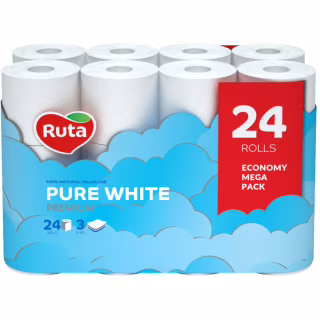 Туалетний папір Ruta Pure White 3 шари 24 рулони (4820202892038)