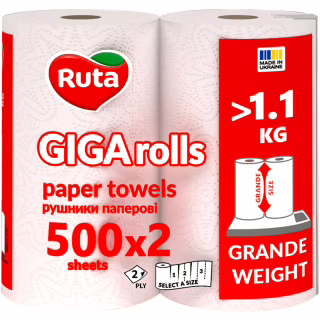 Паперові рушники Ruta Giga Rolls 2 шари 2 рулони (4820202895848)
