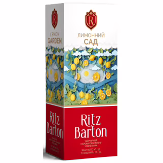 Чай Ritz Barton Лимонний сад Чорний з ароматом лимону 25 пакетиків по 1.8 г (4820279611266)