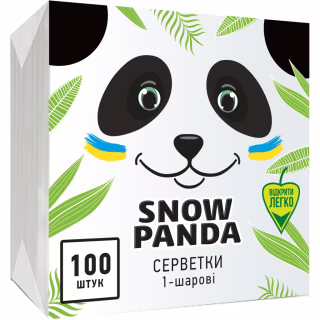 Салфетки столовые Сніжна Панда однослойные белые 24x24 см 100 шт. (4823019007879)