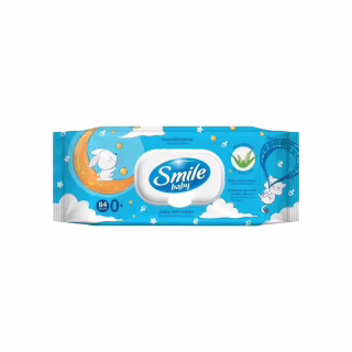 Дитячі вологі серветки Smile baby з алоє, з клапаном, 84 шт (4823071646863)