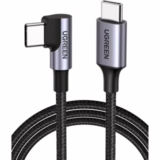 Дата кабель USB-C to USB-C 0.5m 3A 60W 90° corner US255 black/gray Ugreen (50122)