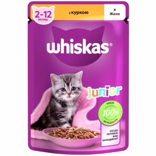 Вологий корм для кішок Whiskas Kitten Курка в желе 85 г (5900951302152)