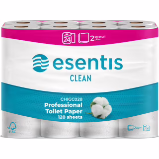 Туалетний папір Esentis Clean 2 шари 24 рулони (5944582190429)