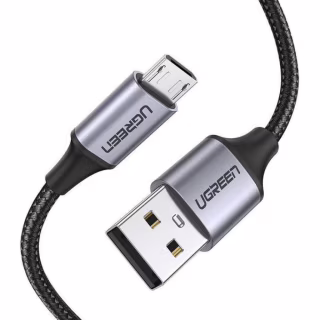Дата кабель USB 2.0 AM to Micro 5P 1.0m US290 Aluminum Braid Black UGREEN (60146)