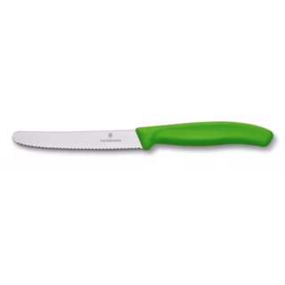 Кухонний ніж Victorinox SwissClassic для овощей 11 см, волнистое лезвие, зеленый (6.7836.L114)