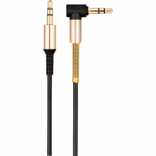 Кабель мультимедійний 3.5mm M to 3.5mm M 1.0m 90° corner Black HOCO (6957531025665)