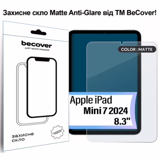 Стекло защитное BeCover Matte Anti-Glare Apple iPad Mini 7 2024 (713703)