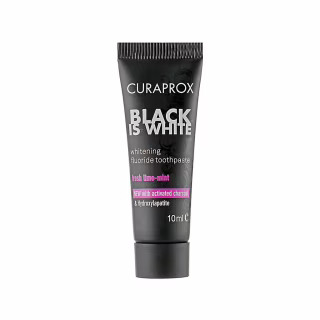 Зубна паста Curaprox Black is White З активованим вугіллям 10 мл (7612412425895)