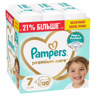 Підгузки Pampers Premium Care Розмір 7 (15+ кг) 120 шт (8006530223638)