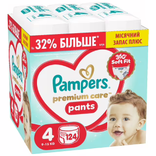 Підгузки Pampers Premium Care Pants Розмір 4 (9-15 кг) 124 шт (8006530315852)